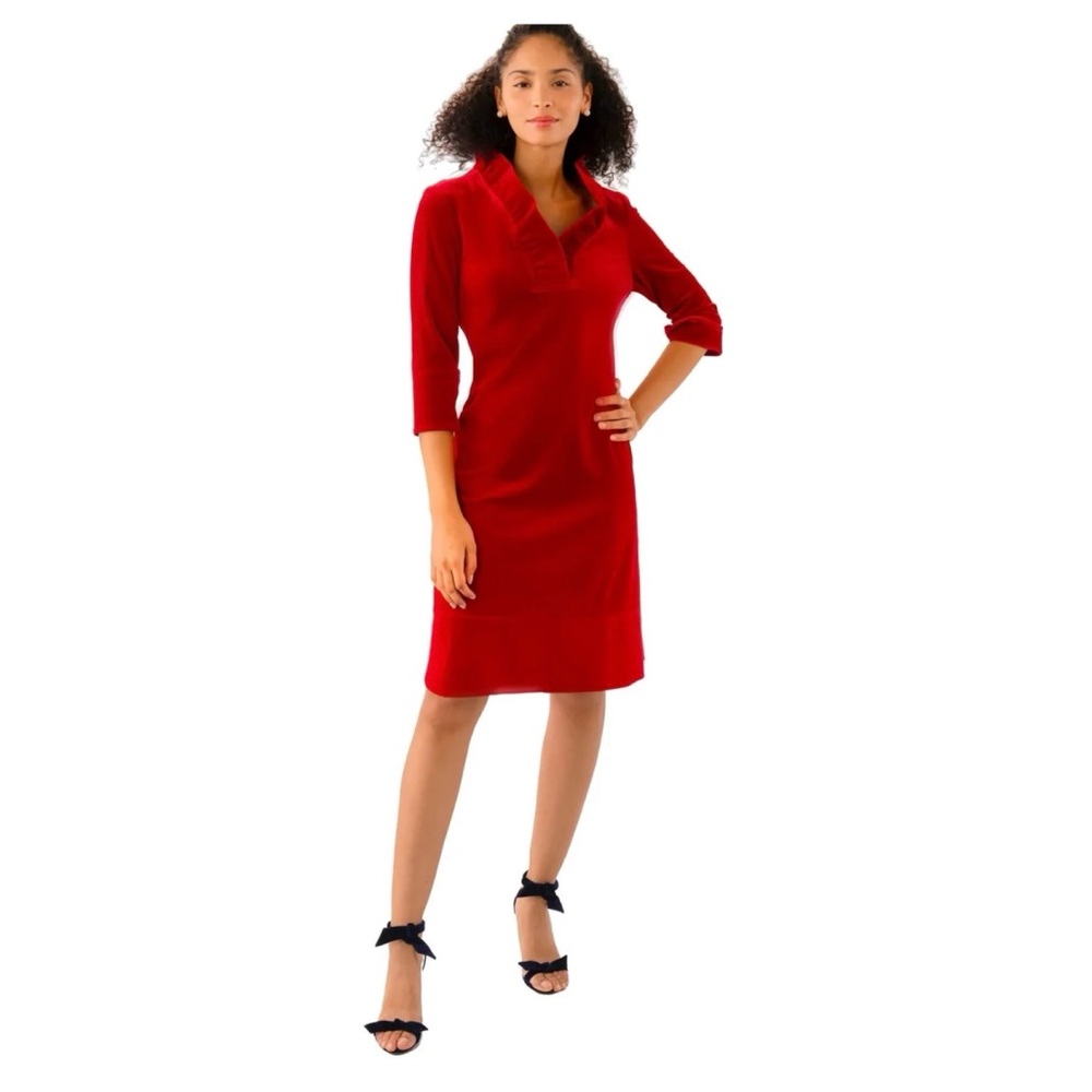NWT Gretchen Scott Designs RuffNeck Silky Velvet Dress in Red Size Small - Picture 5 of 13